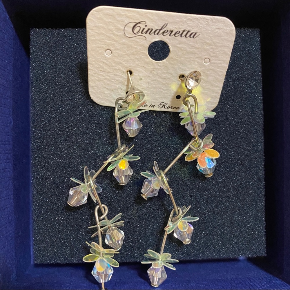 Iridescent Drop Flower Earrings